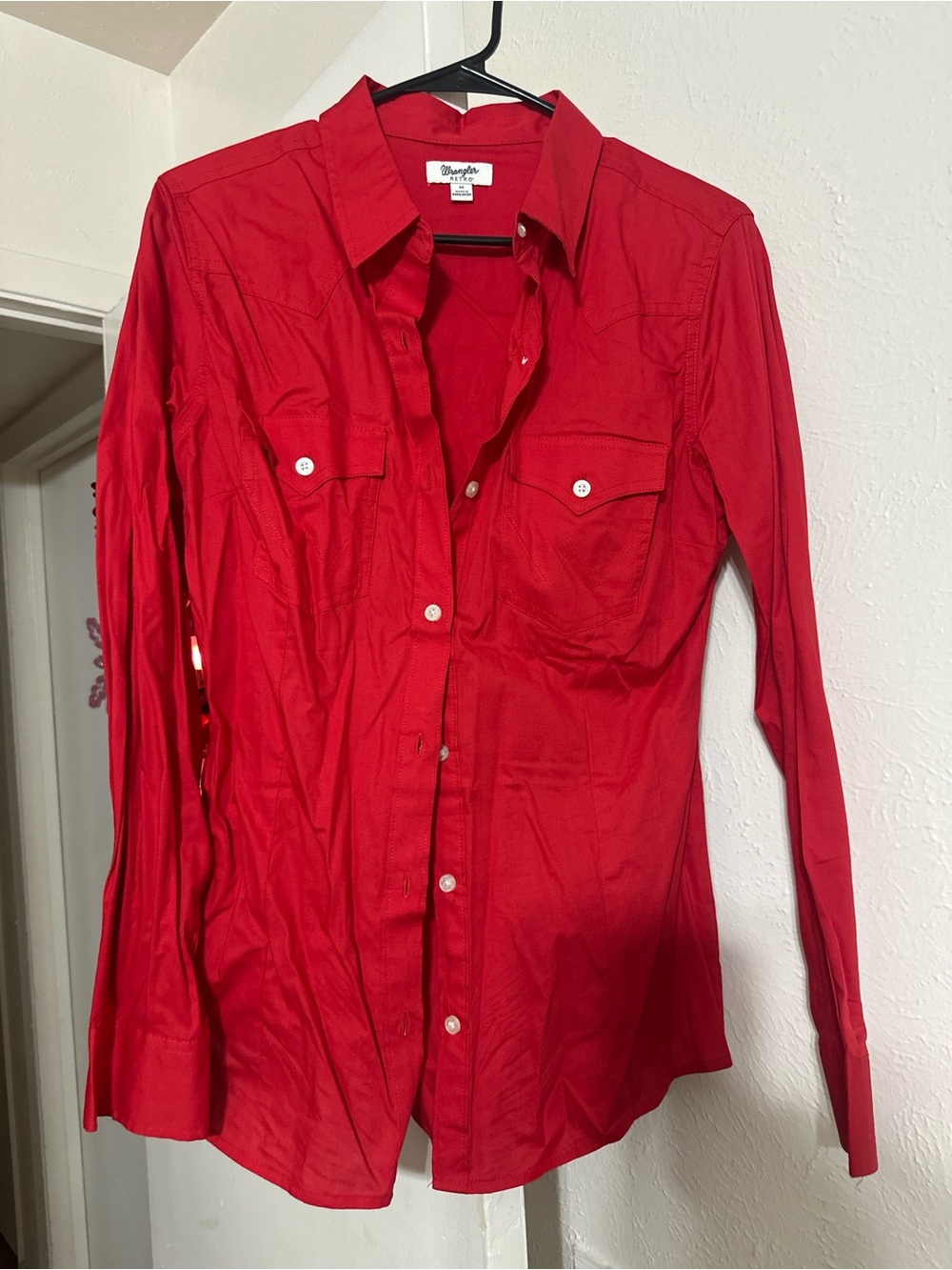 Wrangler Men's Bright Red Long-Sleeve Button-Down Western Shirt